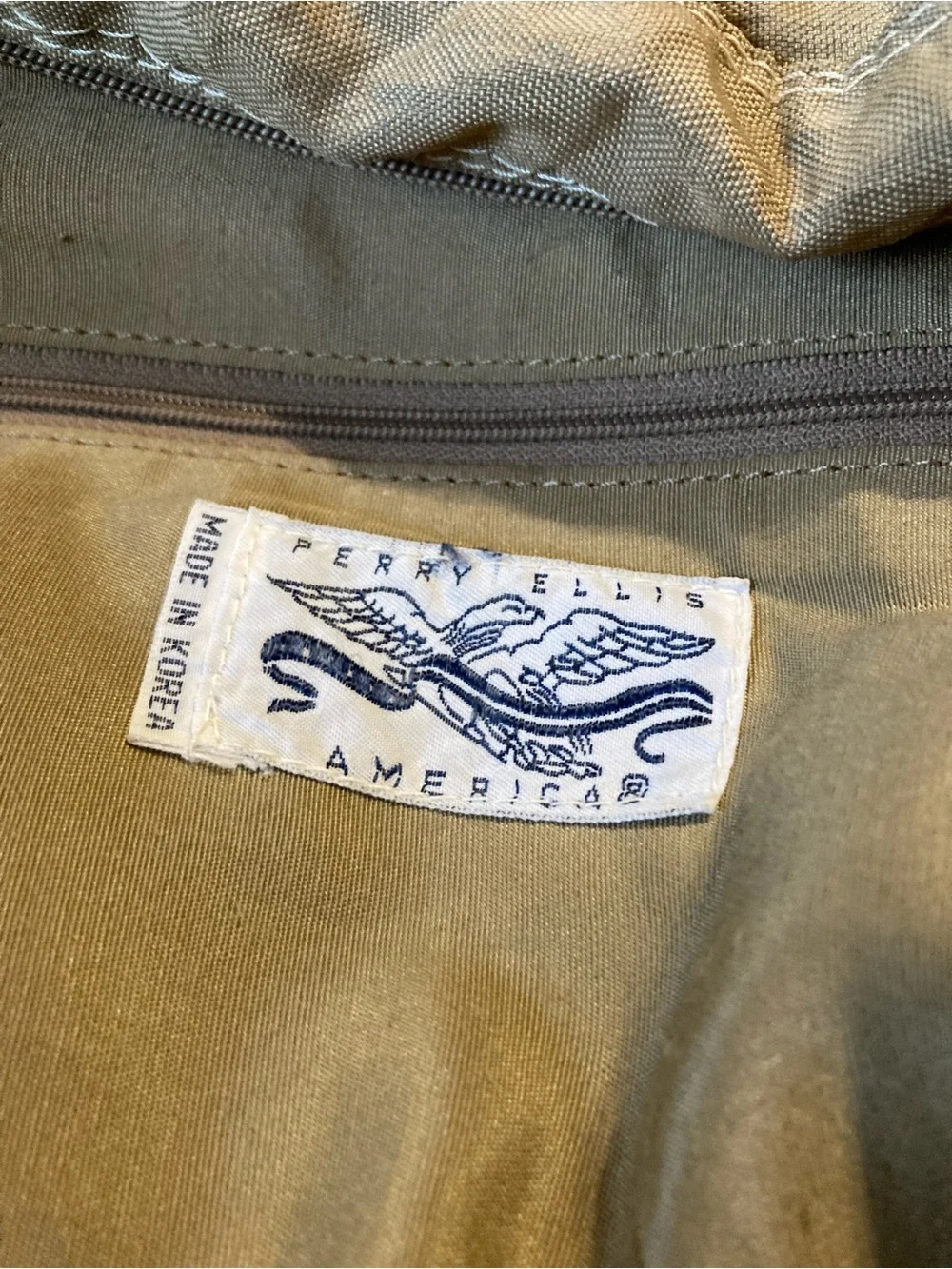 Perry Ellis Tan Travel Tote Bag w/Brown Trim